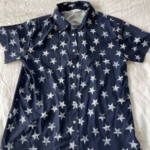 PatPat Men's Navy Star Print Casual Shirt